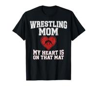 Gráfico de Wrestling Mom My Heart Is On That Mat Camiseta