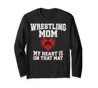 Gráfico de Wrestling Mom My Heart Is On That Mat Manga Larga