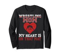 Gráfico de Wrestling Mom My Heart Is On That Mat Manga Larga