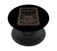 Gráfico del zodiaco Acuario Art Deco PopSockets PopGrip Adhesivo