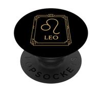 Gráfico del zodiaco Leo Art Deco PopSockets PopGrip Adhesivo