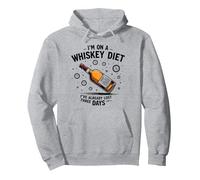 Gráfico Divertido con Cita para Beber I'm On A Whiskey Diet Sudadera con Capucha, Unisex para Adultos, Gris Jaspeado, M