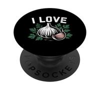 Gráfico Divertido de ajo I Love Garlic para Amantes del ajo PopSockets PopGrip Adhesivo