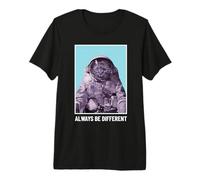 Gráfico Divertido de Astronauta de Gato Always Be Different Camiseta Premium
