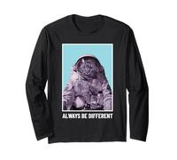 Gráfico Divertido de Astronauta de Gato Always Be Different Manga Larga