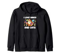 Gráfico Divertido de Bingo Cat Lover con Gatos y Noches de Juegos de Bingo Sudadera con Capucha