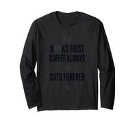Gráfico Divertido de Books First Coffee Always Cats Forever Manga Larga