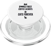 Gráfico Divertido de Books First Coffee Always Cats Forever PopSockets PopGrip para MagSafe