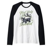 Gráfico divertido de broma animal más probable que se mofete Camiseta Manga Raglan