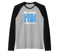 Gráfico Divertido de Buceo con Texto en inglés I Love Scuba Diving & Dogs Camiseta Manga Raglan