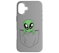 Gráfico Divertido de Ciencia ficción Verde alienígena Carcasa para iPhone 16 Plus
