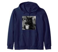 Gráfico Divertido de Cocina Vintage Good Morning Black Cat Coffee Sudadera con Capucha