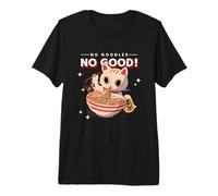 Gráfico Divertido de Gato Anime No Noodles No Good Camiseta Premium