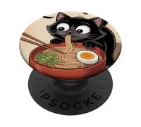 Gráfico Divertido de Gato Ramen, Kawaii japonés, Anime y Manga Gato PopSockets PopGrip Adhesivo