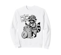 Gráfico Divertido de Humor Animal de Mapache con Texto en inglés I Will Work For Snacks Sudadera