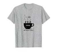 Gráfico Divertido de I Like Coffee and Maybe 3 People Camiseta, Hombre, Gris Jaspeado, XL