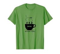 Gráfico Divertido de I Like Coffee and Maybe 3 People Camiseta, Hombre, Hierba, M
