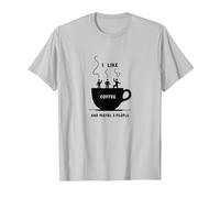 Gráfico Divertido de I Like Coffee and Maybe 3 People Camiseta, Hombre, Plata, M