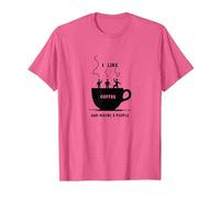 Gráfico Divertido de I Like Coffee and Maybe 3 People Camiseta, Hombre, Rosa Jaspeado, L