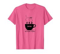 Gráfico Divertido de I Like Coffee and Maybe 3 People Camiseta, Hombre, Rosa Jaspeado, M