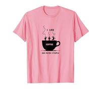 Gráfico Divertido de I Like Coffee and Maybe 3 People Camiseta, Hombre, Rosado, M