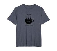 Gráfico Divertido de I Like Coffee and Maybe 3 People Camiseta, Hombre Tallas Grandes, Azul Jaspeado, 4X Alto