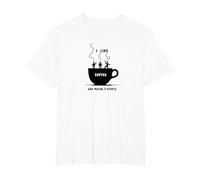 Gráfico Divertido de I Like Coffee and Maybe 3 People Camiseta, Hombre Tallas Grandes, Blanco, 6X Alto