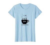 Gráfico Divertido de I Like Coffee and Maybe 3 People Camiseta, Mujer, Azul Bebé, M