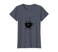 Gráfico Divertido de I Like Coffee and Maybe 3 People Camiseta, Mujer, Azul Jaspeado, L
