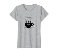Gráfico Divertido de I Like Coffee and Maybe 3 People Camiseta, Mujer, Gris Jaspeado, L