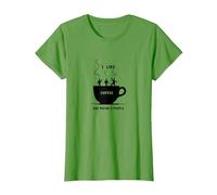 Gráfico Divertido de I Like Coffee and Maybe 3 People Camiseta, Mujer, Hierba, XL