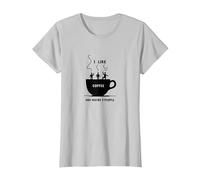 Gráfico Divertido de I Like Coffee and Maybe 3 People Camiseta, Mujer, Plata, M