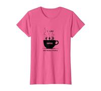 Gráfico Divertido de I Like Coffee and Maybe 3 People Camiseta, Mujer, Rosa Jaspeado, S