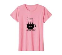 Gráfico Divertido de I Like Coffee and Maybe 3 People Camiseta, Mujer, Rosado, M