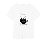 Gráfico Divertido de I Like Coffee and Maybe 3 People Camiseta, Mujer Tallas Grandes, Blanco, 3XL Grande