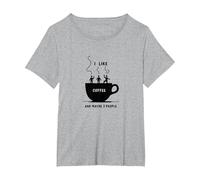 Gráfico Divertido de I Like Coffee and Maybe 3 People Camiseta, Mujer Tallas Grandes, Gris Jaspeado, 1XL Grande
