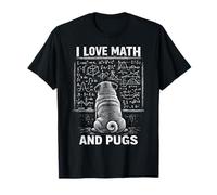 Gráfico Divertido de matemáticas de Perro I Love Math and Pugs Camiseta