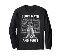 Gráfico Divertido de matemáticas de Perro I Love Math and Pugs Manga Larga