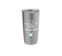 Gráfico divertido de pelota de golf con texto en inglés "I d Rather Be Mini Golfing Vaso térmico de acero inoxidable de doble pared