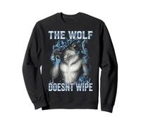 Gráfico Divertido de relámpago Azul de The Wolf Doesnt Wipe Sudadera