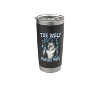 Gráfico divertido de relámpago azul de The Wolf Doesnt Wipe Vaso térmico de acero inoxidable de doble pared