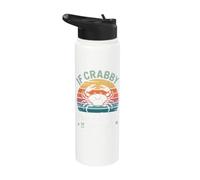 Gráfico divertido de vacaciones de verano If Crabby Please Return To Beach Stainless Steel Insulated Water Bottle