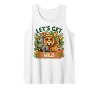 Gráfico Divertido de zoológico Let's Get Wild Safari Animals Camiseta sin Mangas