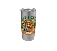 Gráfico divertido de zoológico Let's Get Wild Safari Animals Vaso térmico de acero inoxidable de doble pared