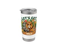 Gráfico divertido de zoológico Let's Get Wild Safari Animals Vaso térmico de acero inoxidable de doble pared