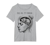 Gráfico Divertido del Meme de Las Mujeres de la Muchacha del Camiseta, Mujer Tallas Grandes, Gris Jaspeado, 1XL Grande