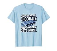 Gráfico Divertido para Amantes de la Comida Just Give Me The Chocolate Camiseta, Hombre, Azul Bebé, XXL