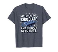 Gráfico Divertido para Amantes de la Comida Just Give Me The Chocolate Camiseta, Hombre, Azul Jaspeado, XL