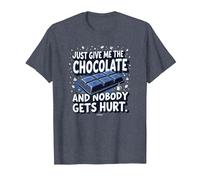 Gráfico Divertido para Amantes de la Comida Just Give Me The Chocolate Camiseta, Hombre, Azul Jaspeado, 3XL