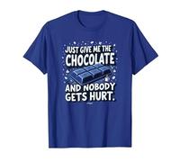 Gráfico Divertido para Amantes de la Comida Just Give Me The Chocolate Camiseta, Hombre, Azul Real, S